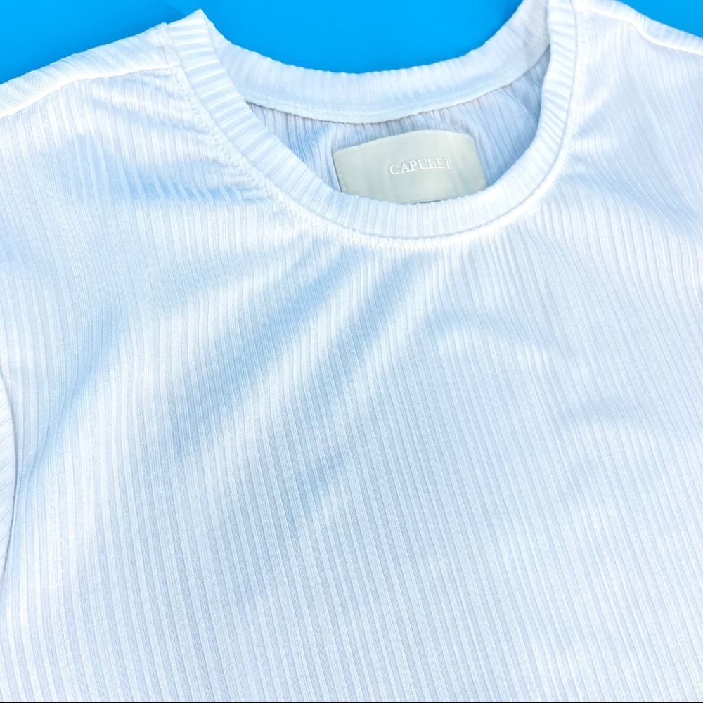Capulet Jasmine White Ribbed Shiny Baby Tee Small NEW - Picture 3 of 12